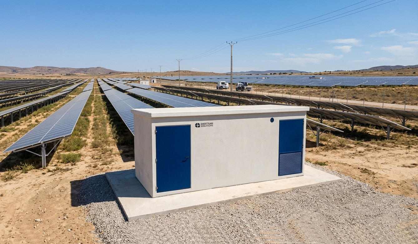 Centro de transformación modular de hormigón para energía renovable